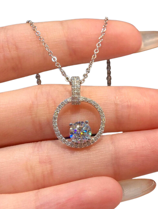 Moissanite Pendant Necklace | Classic 4-Claw Silver Design