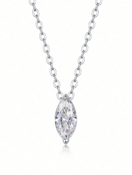 Stylish Moissanite Pendant Necklace | Elegant Silver Design