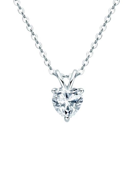 Heart-Shaped Moissanite Necklace | 925 Silver