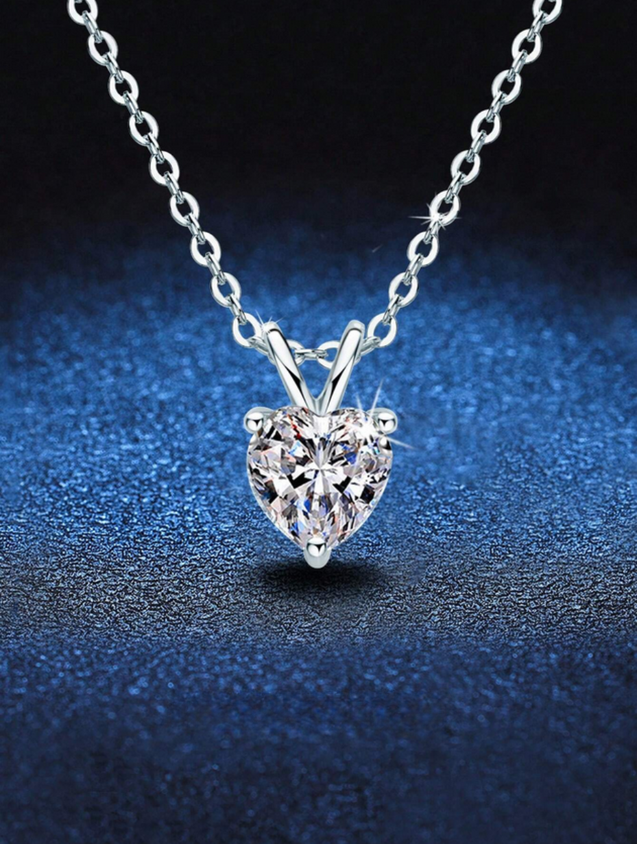 Heart-Shaped Moissanite Necklace | 925 Silver