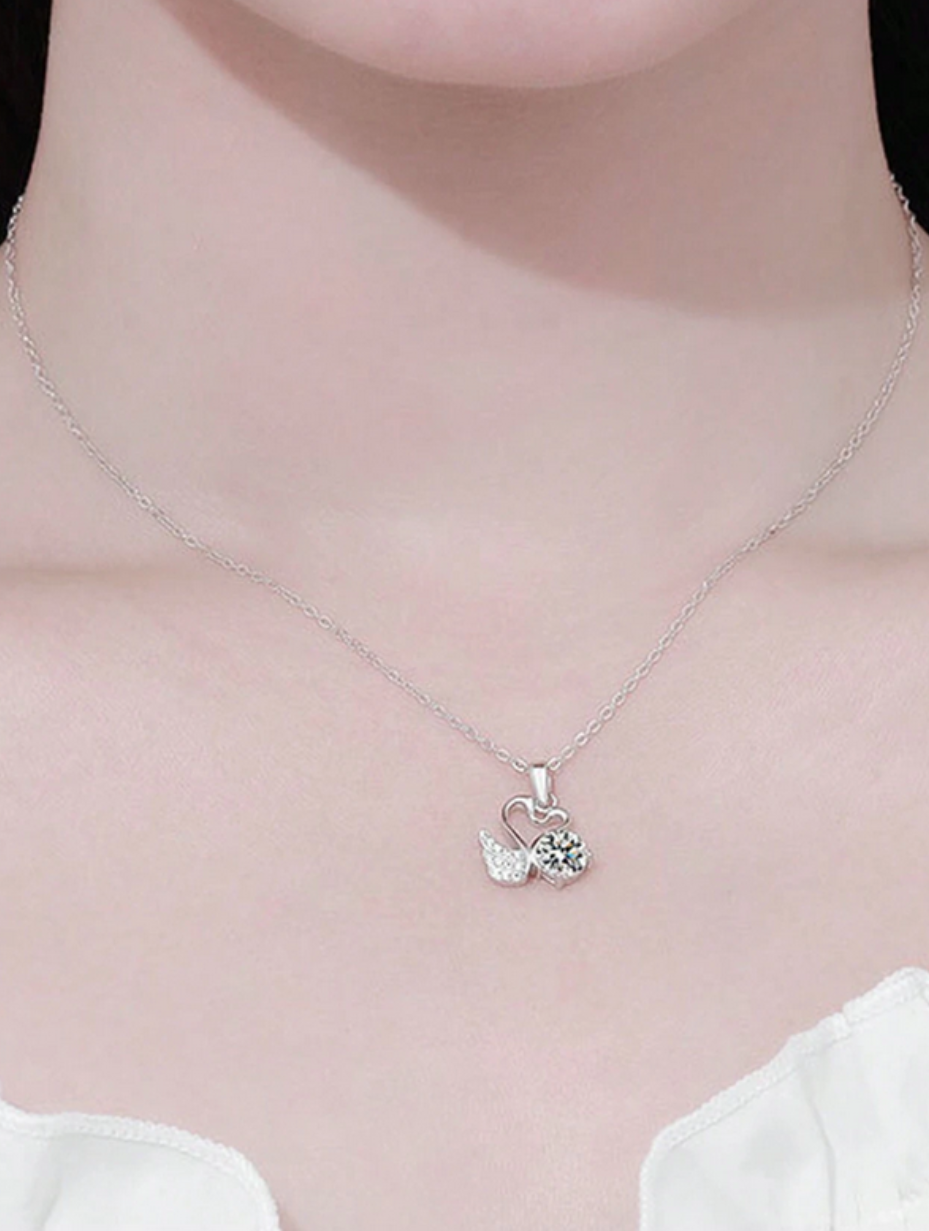 Exquisite Moissanite Swan Necklace | S925 Sterling Silver