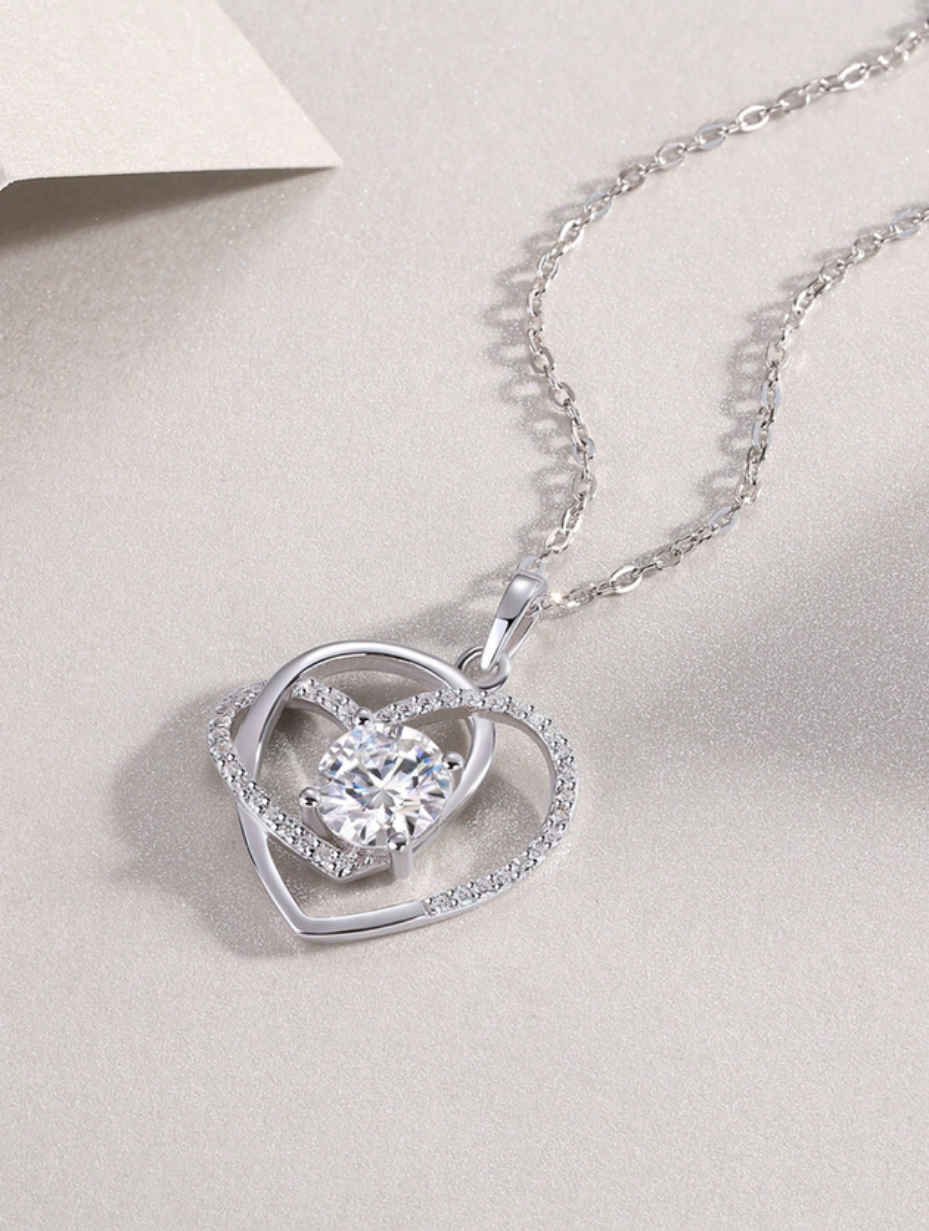 Moissanite Diamond Necklace 925 Sterling Silver | Elegant Pendant