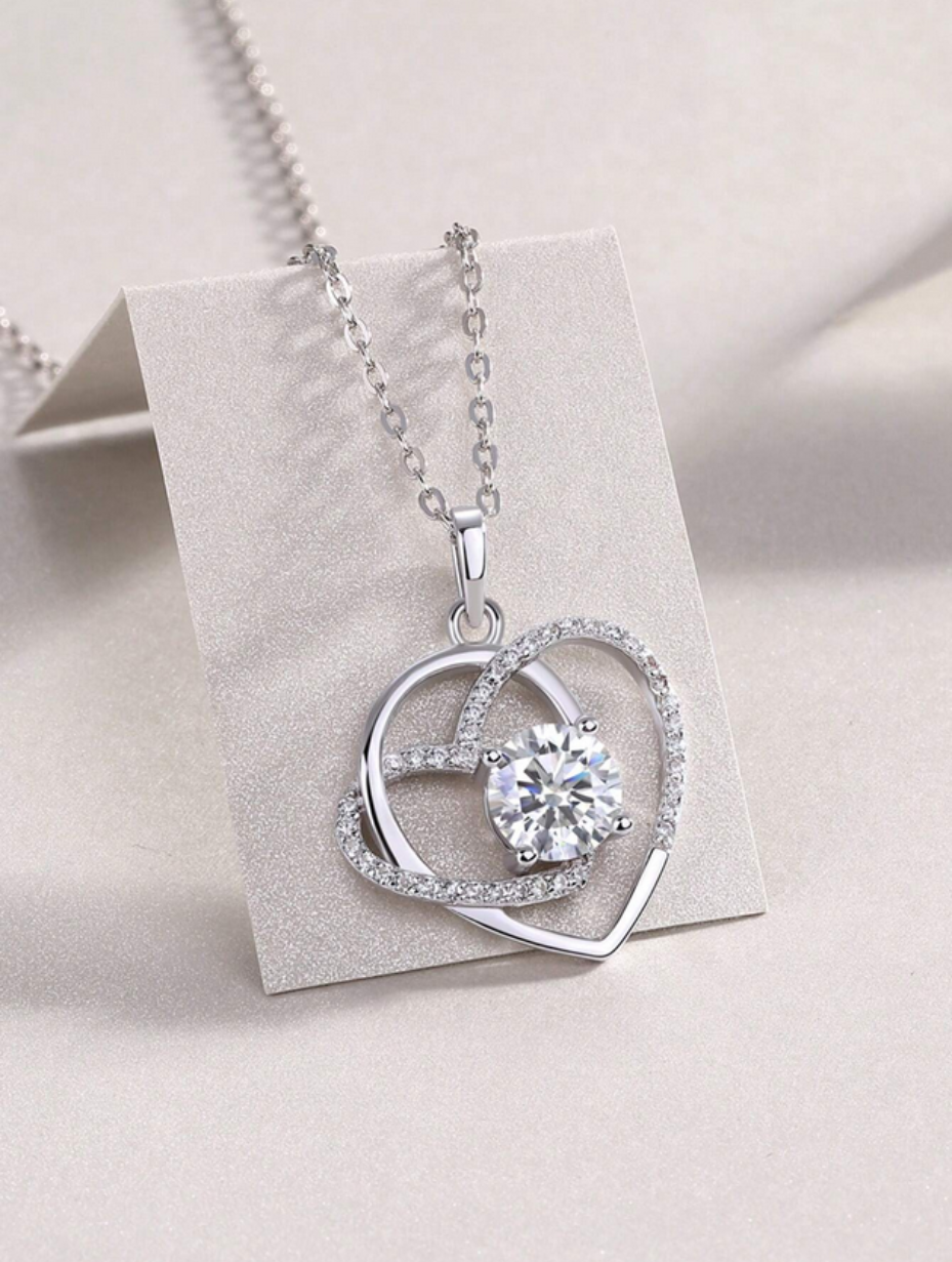 Moissanite Diamond Necklace 925 Sterling Silver | Elegant Pendant