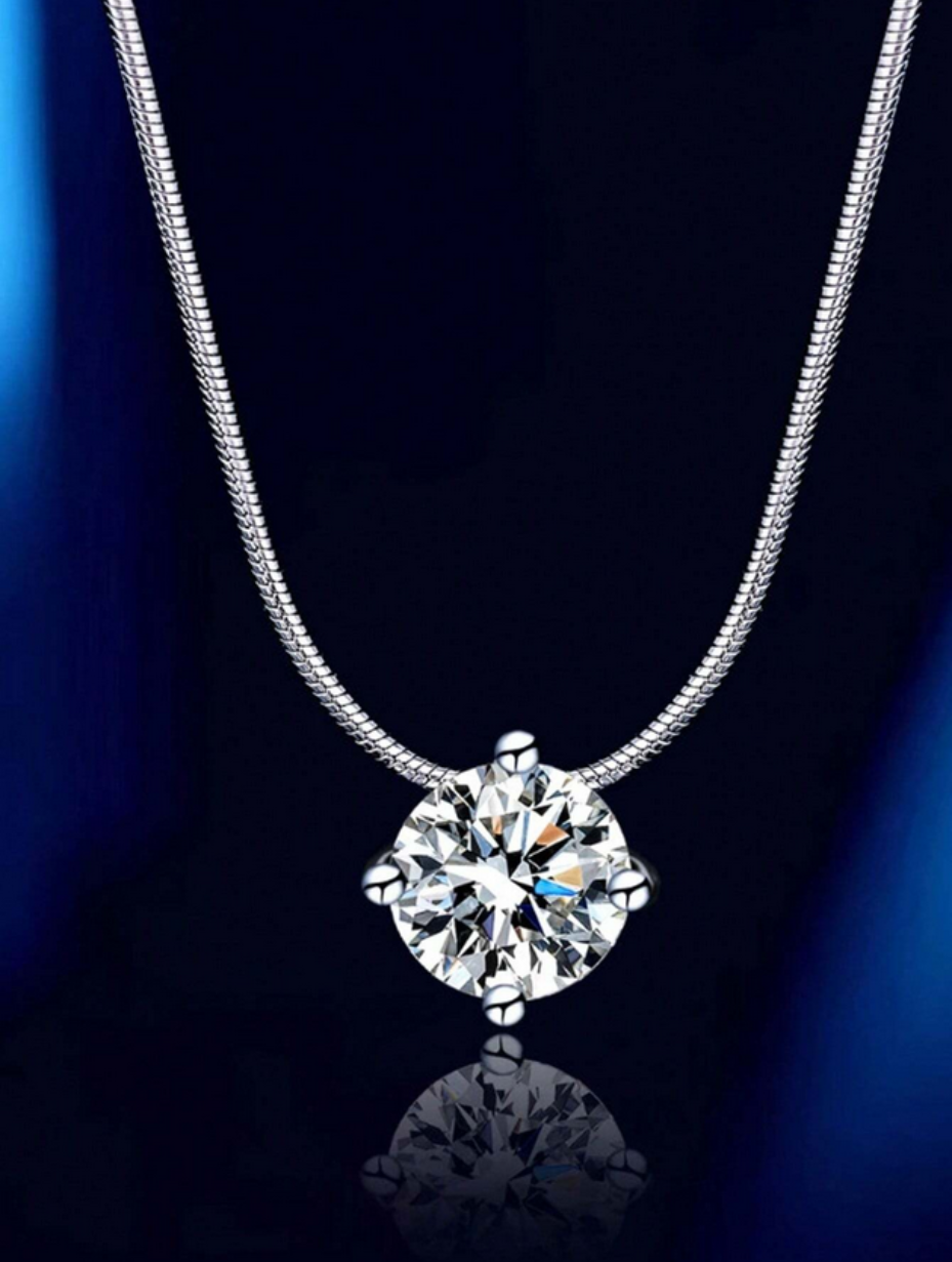 S925 Silver Moissanite Necklace | Fashionable Pendant