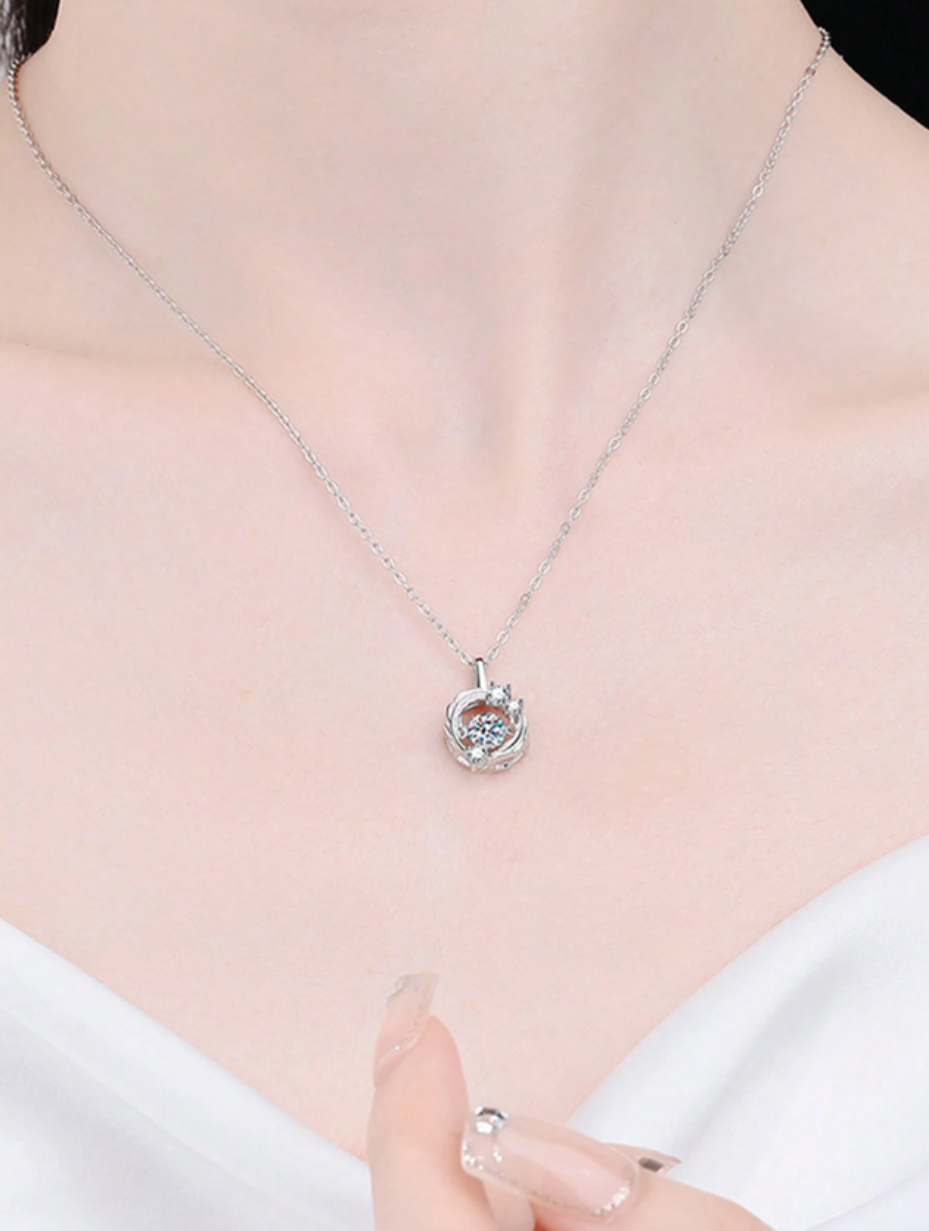 Elegant S925 Silver Moissanite Necklace | Heart-Shaped Pendant