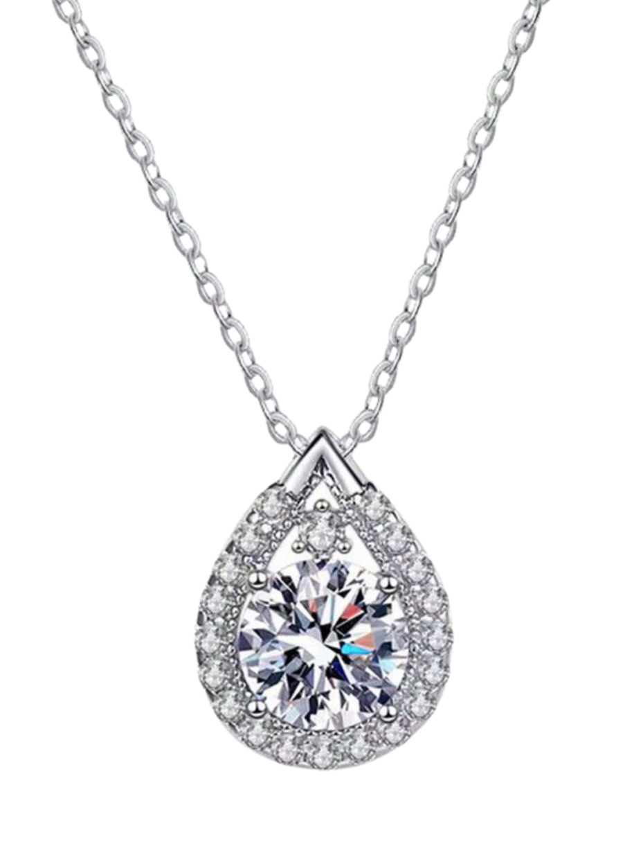 925 Silver Drop-Shaped Moissanite Necklace | Elegant Pendant