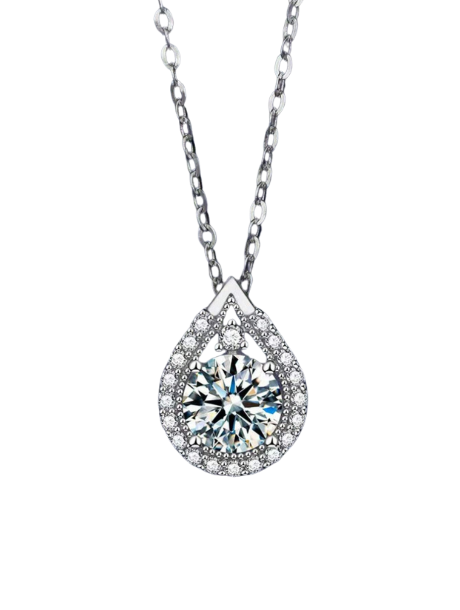 925 Silver Drop-Shaped Moissanite Necklace | Elegant Pendant