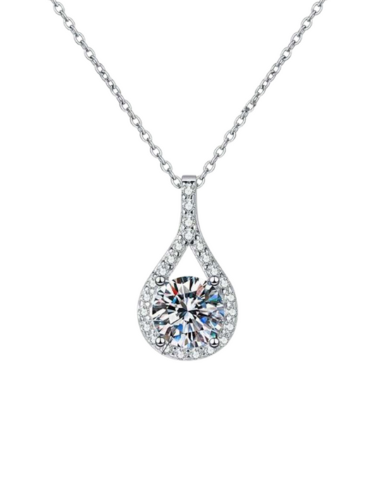 S925 Silver Moissanite Teardrop Necklace | Elegant Pendant