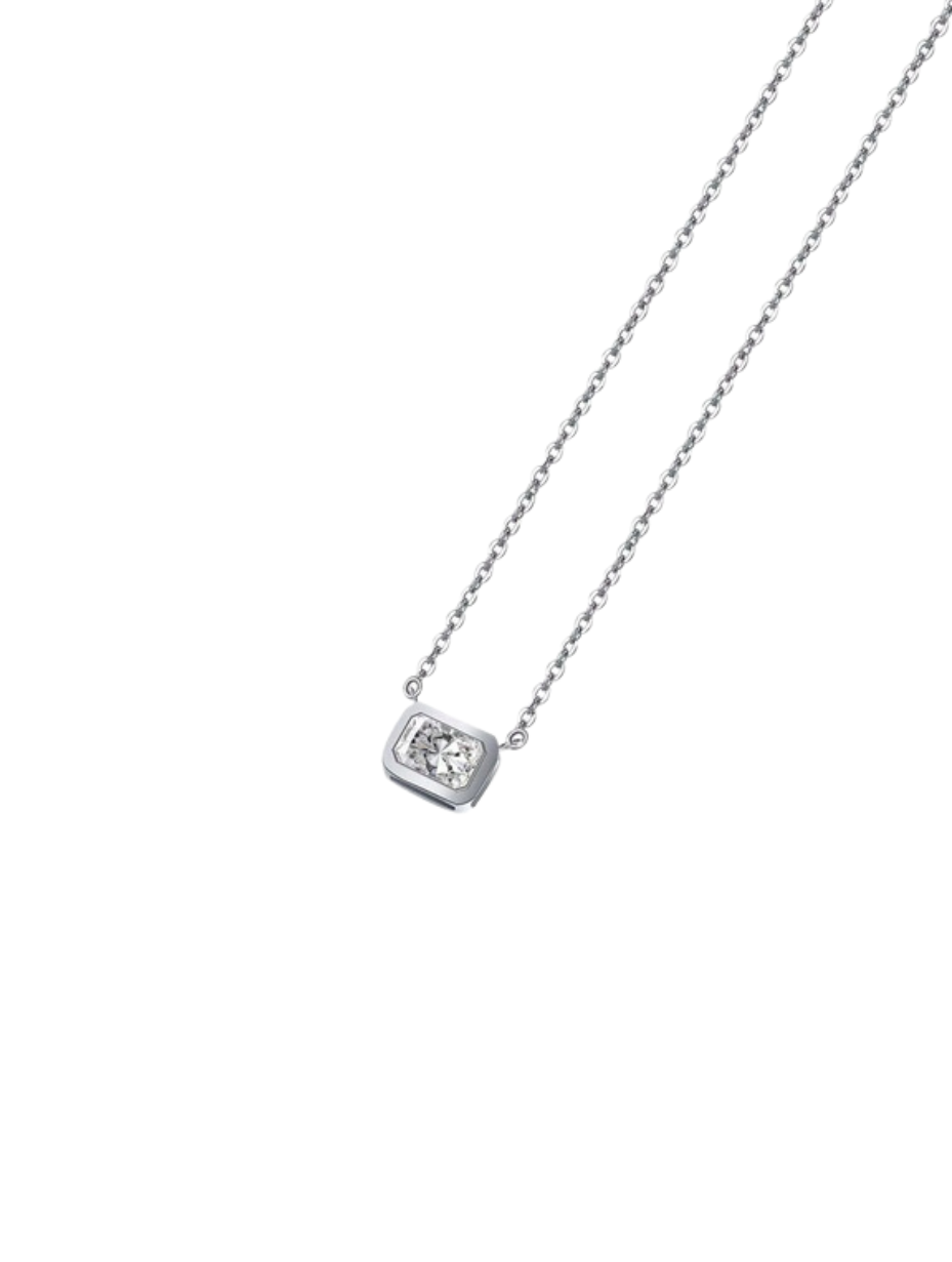 Rectangular Moissanite Pendant Necklace | S925 Silver Luxury