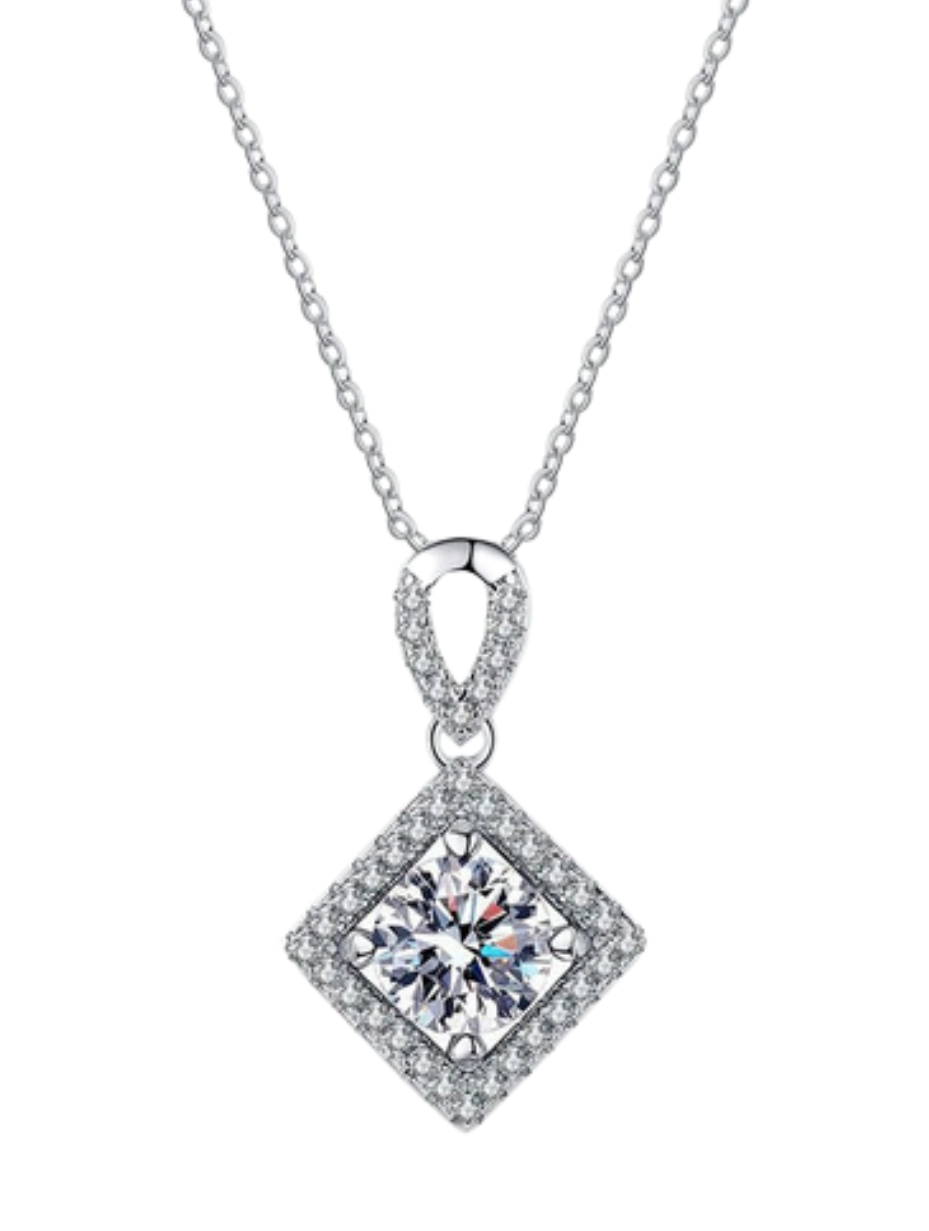 Silver Moissanite Necklace | Timeless Luxury