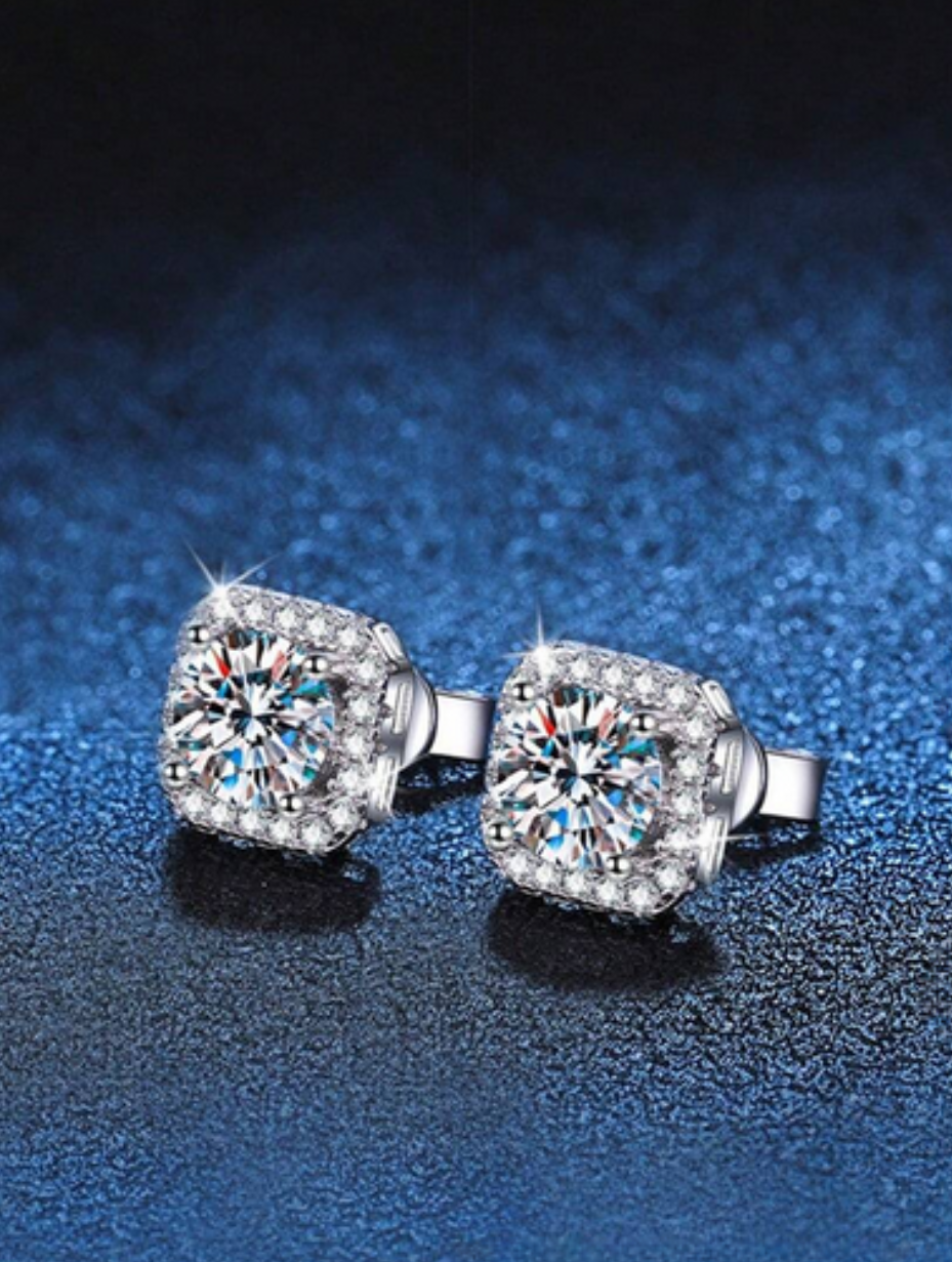 Silver Moissanite Earrings | Timeless Elegance