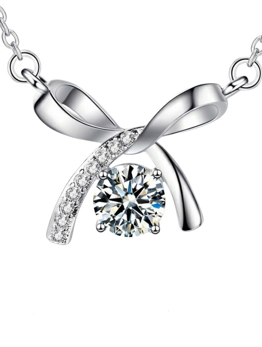 Silver Moissanite Butterfly Necklace | Elegant Luxury