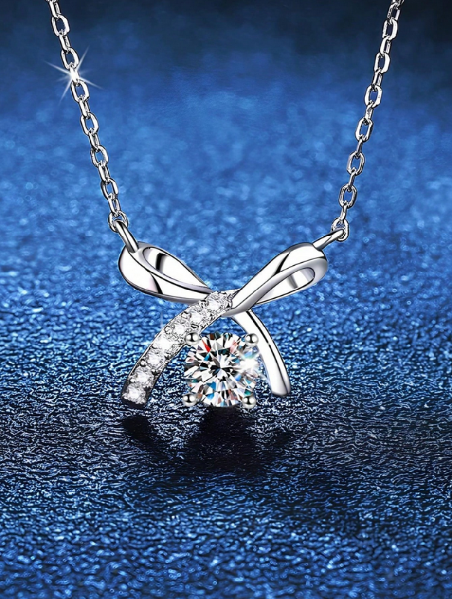 Silver Moissanite Butterfly Necklace | Elegant Luxury