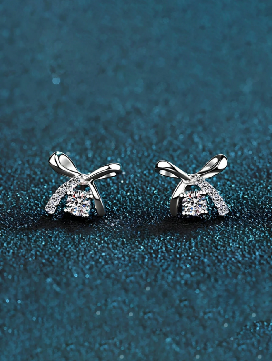 Silver Moissanite Butterfly Earrings | Elegant Luxury