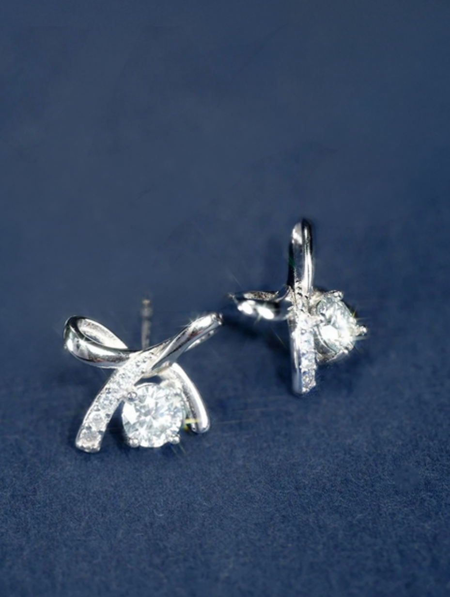 Silver Moissanite Butterfly Earrings | Elegant Luxury