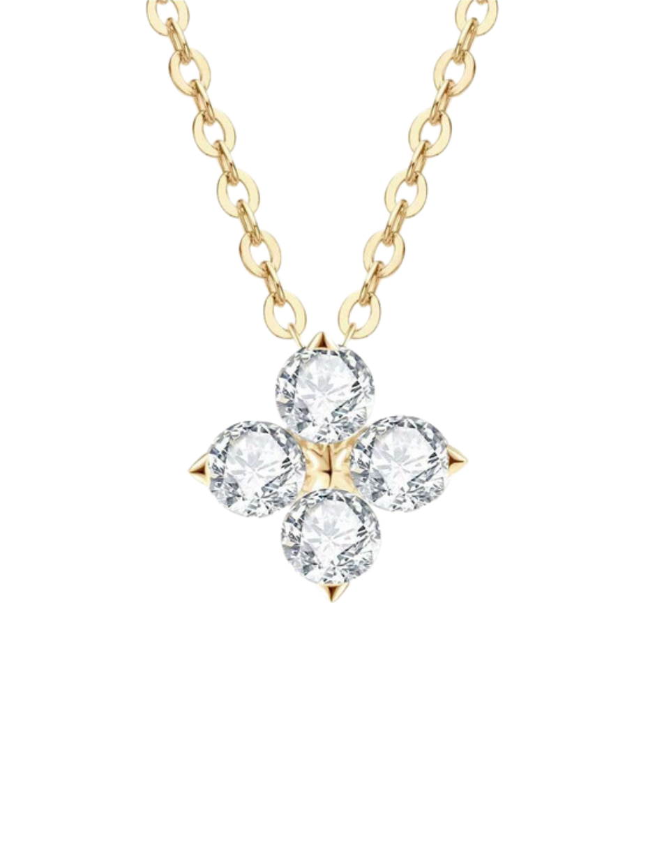 Elegant Moissanite Flower Necklace | Luxury Silver