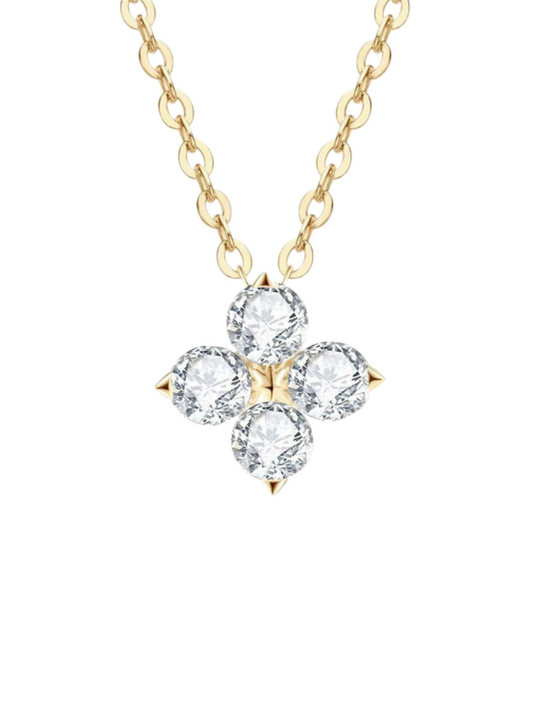 Elegant Moissanite Flower Necklace | Luxury Silver