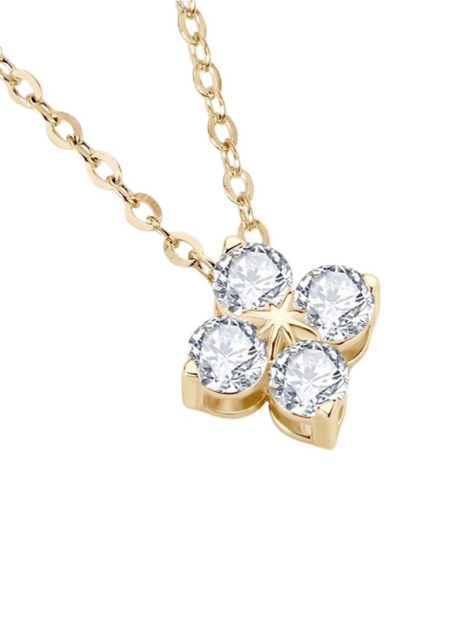 Elegant Moissanite Flower Necklace | Luxury Silver