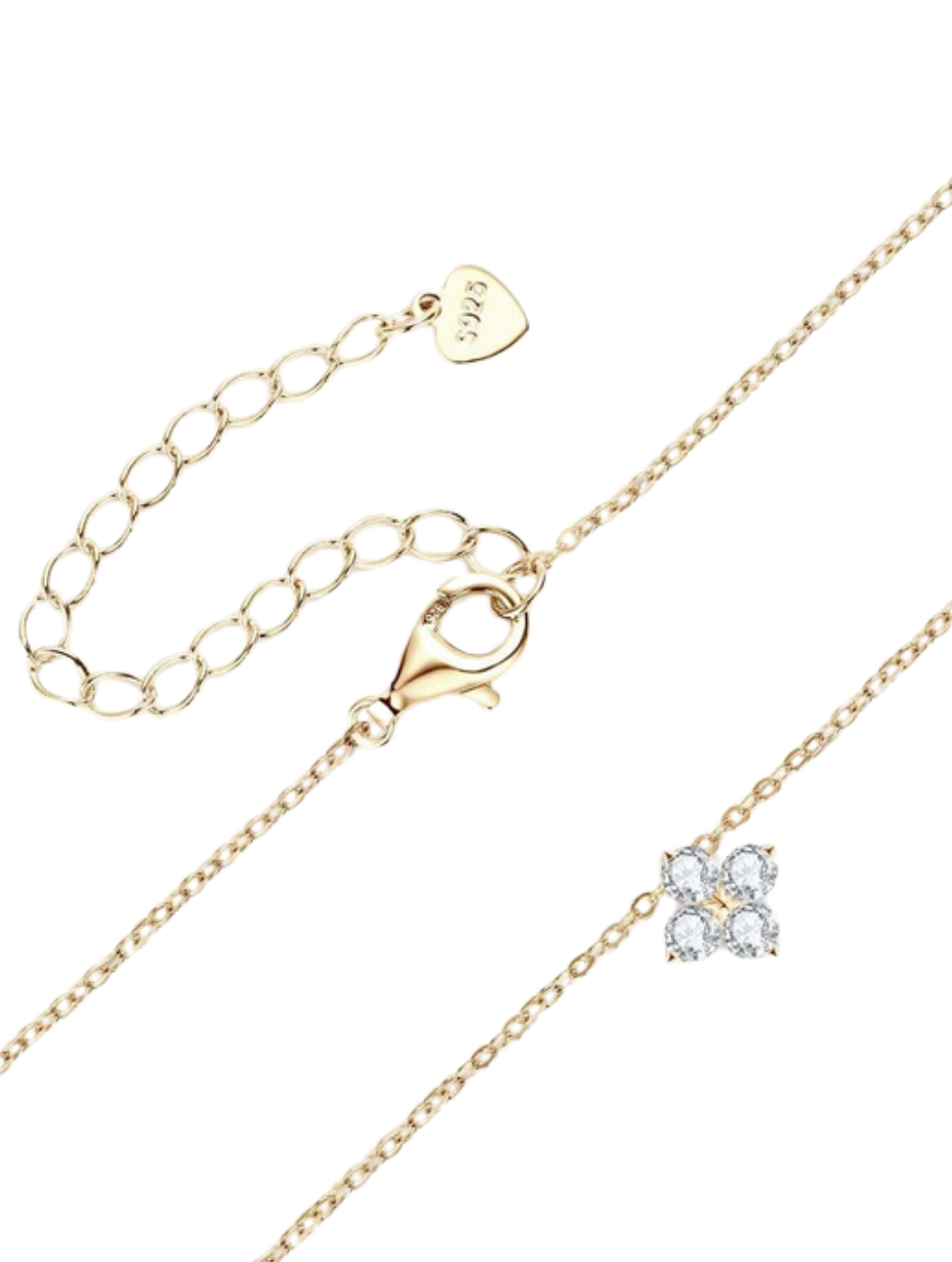 Elegant Moissanite Flower Necklace | Luxury Silver