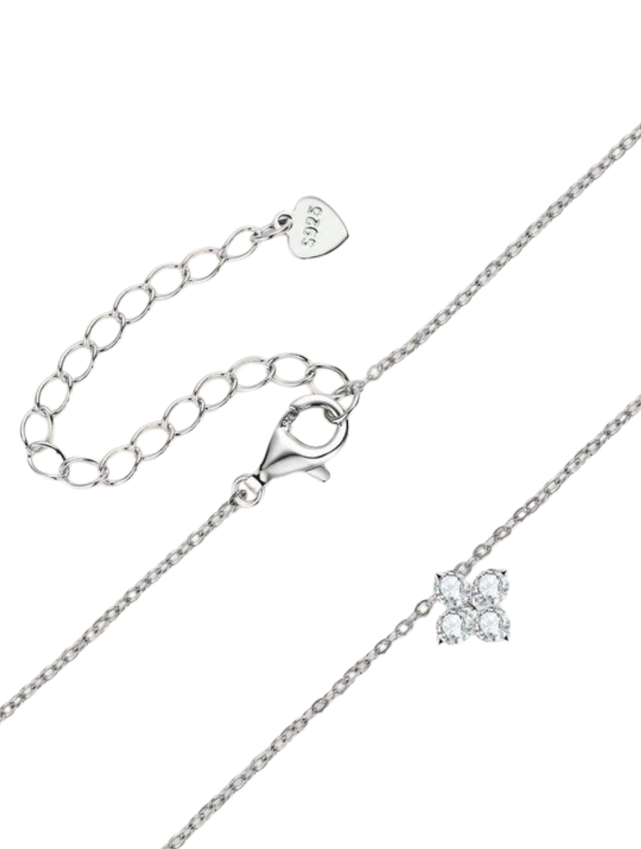 Elegant Moissanite Flower Necklace | Luxury Silver