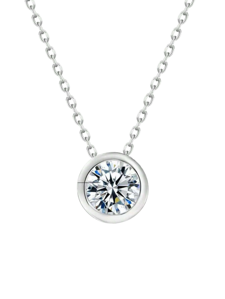 Moissanite Pendant Necklace | Sterling Silver