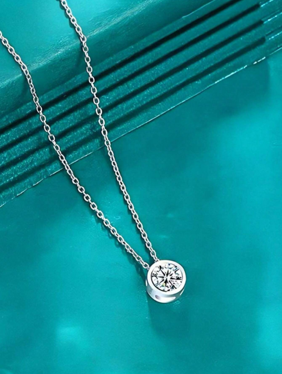 Moissanite Pendant Necklace | Sterling Silver