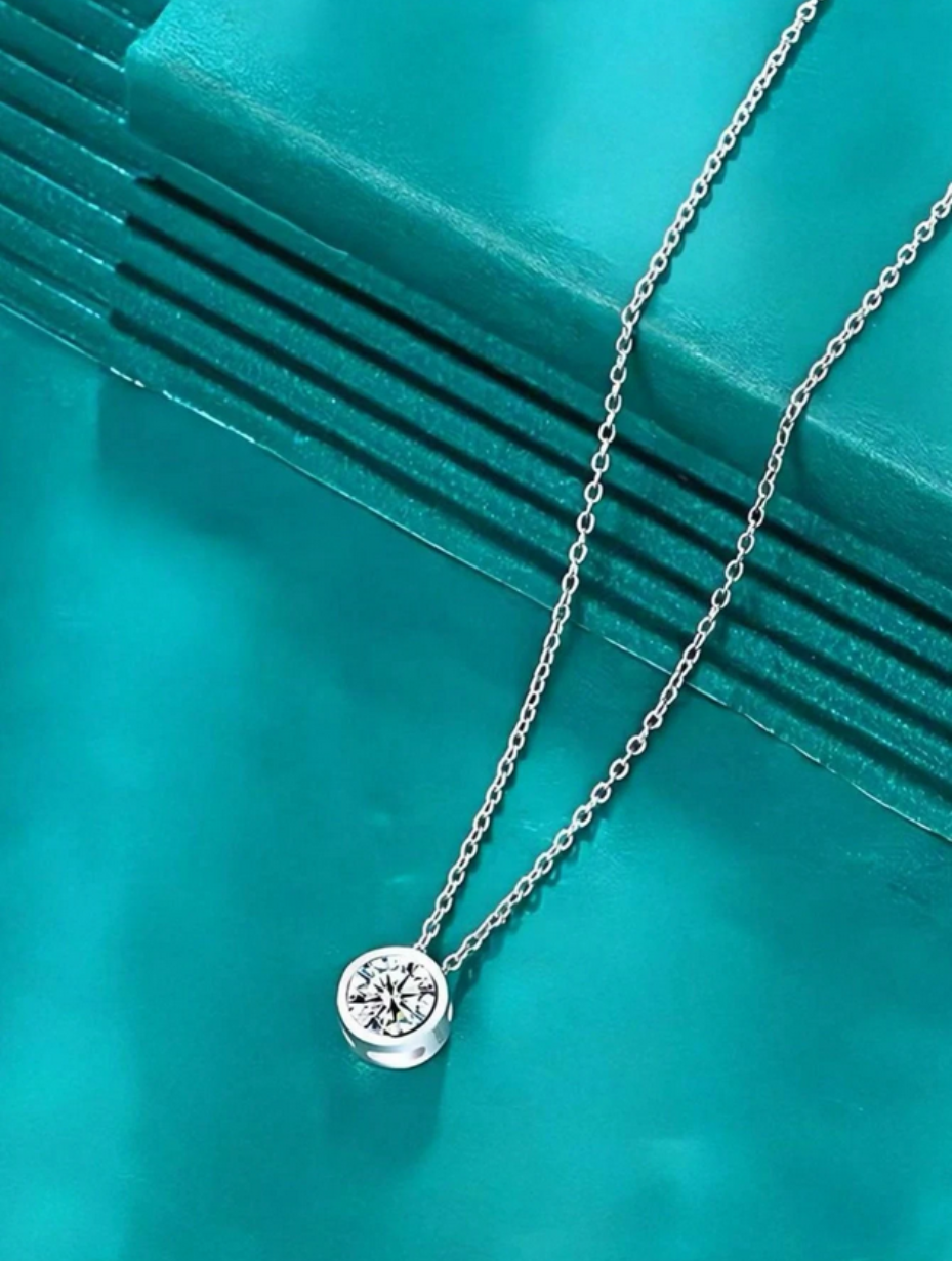 Moissanite Pendant Necklace | Sterling Silver