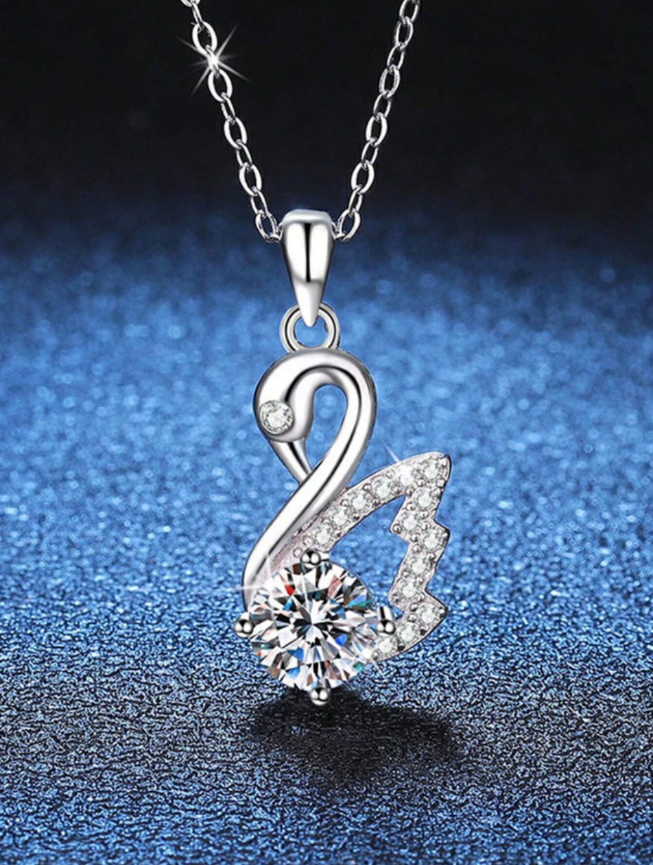 Moissanite Swan Necklace | Sterling Silver