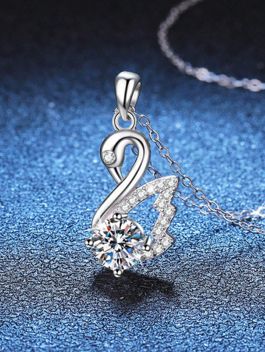 Moissanite Swan Necklace | Sterling Silver