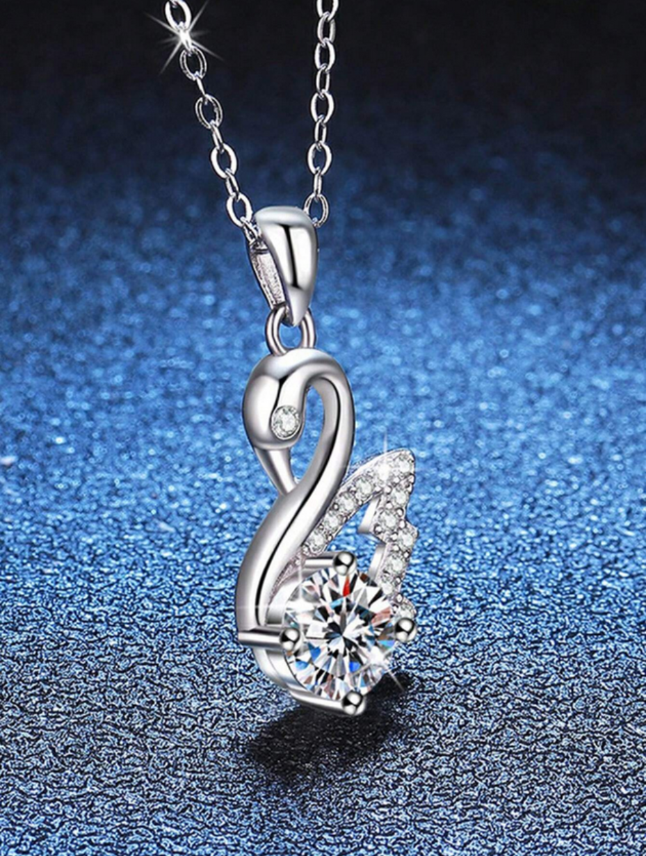 Moissanite Swan Necklace | Sterling Silver