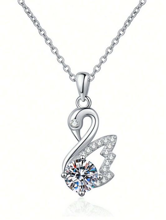 Moissanite Swan Necklace | Sterling Silver