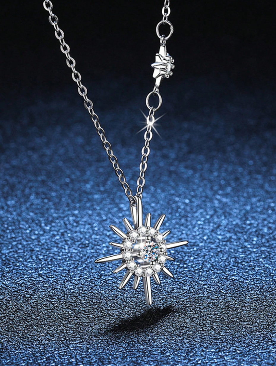 Moissanite Tassel Necklace | Star Moon