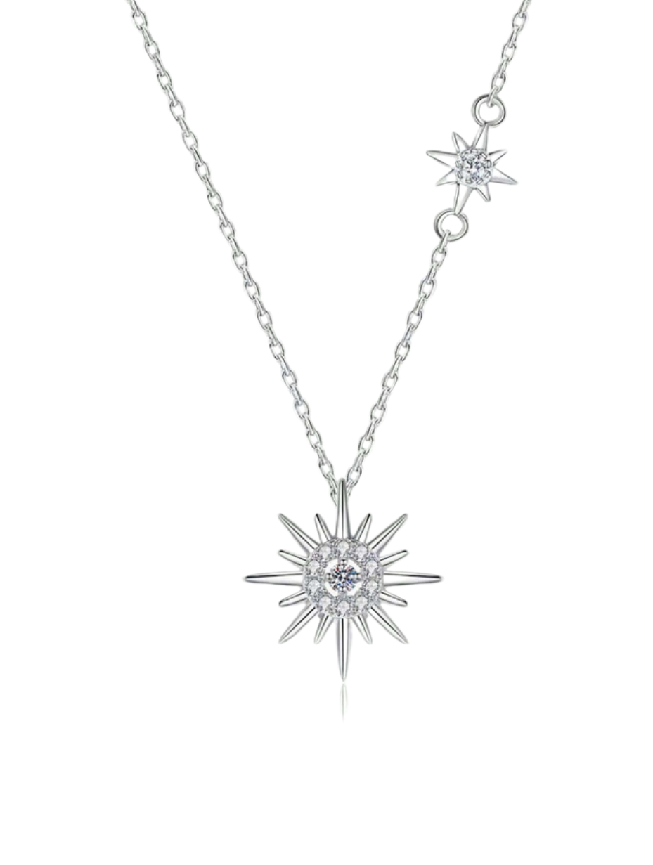 Moissanite Tassel Necklace | Star Moon