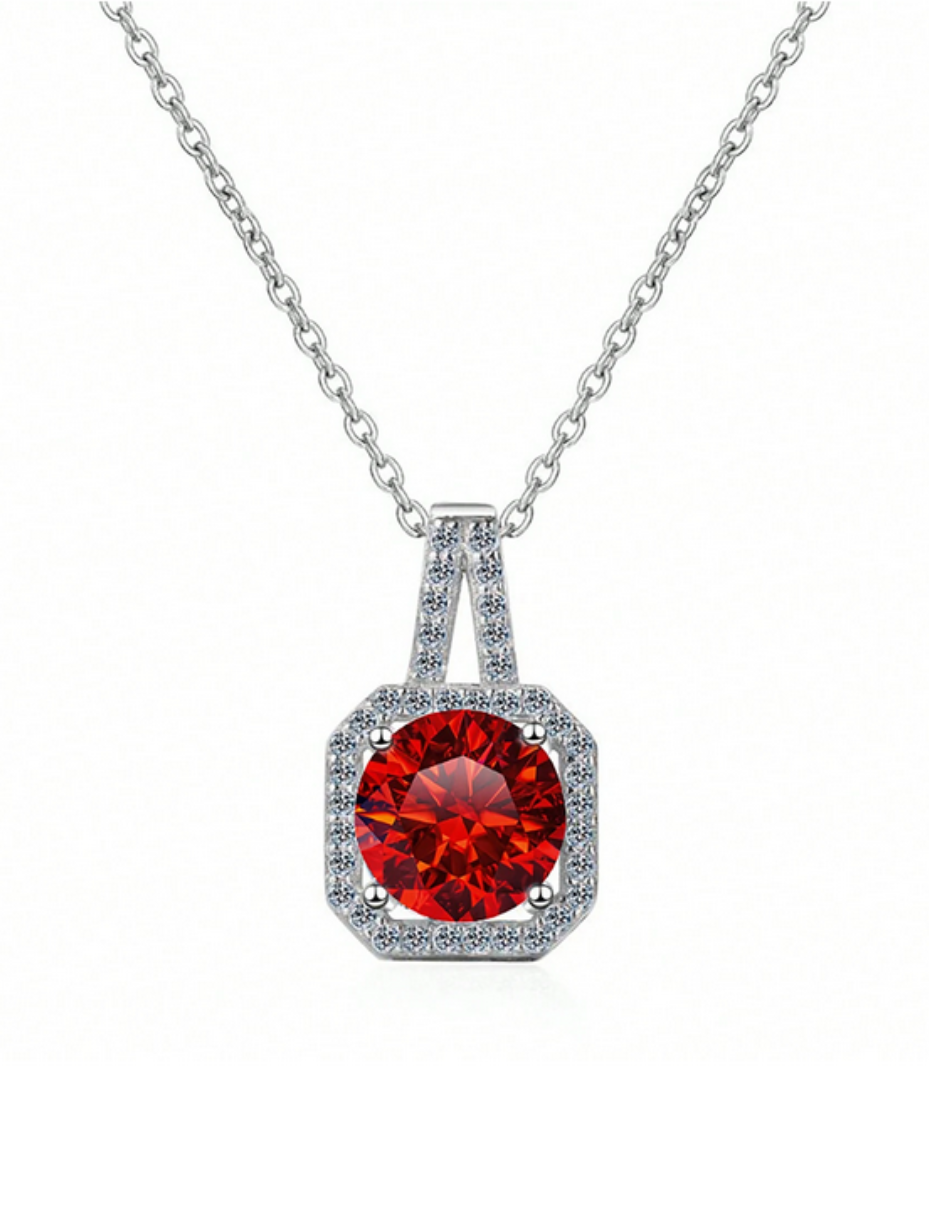 Elegant Moissanite Square Halo Necklace | Sparkling Design