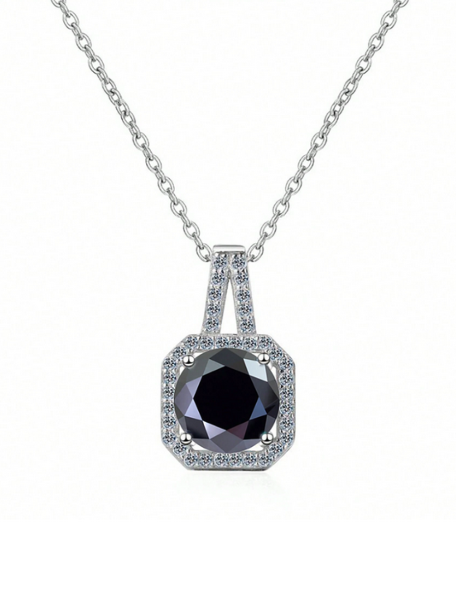 Elegant Moissanite Square Halo Necklace | Sparkling Design