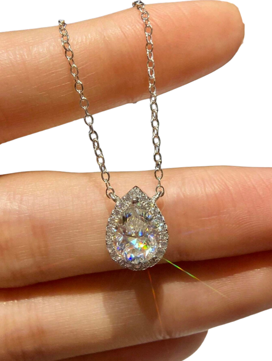 Pear-Shaped Moissanite Necklace | Elegant Sparkle