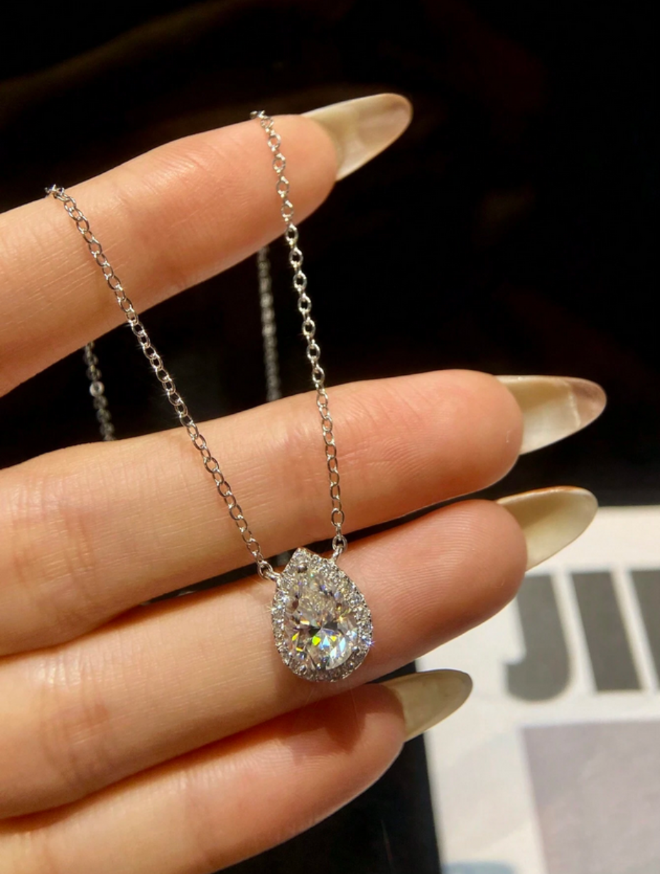 Pear-Shaped Moissanite Necklace | Elegant Sparkle