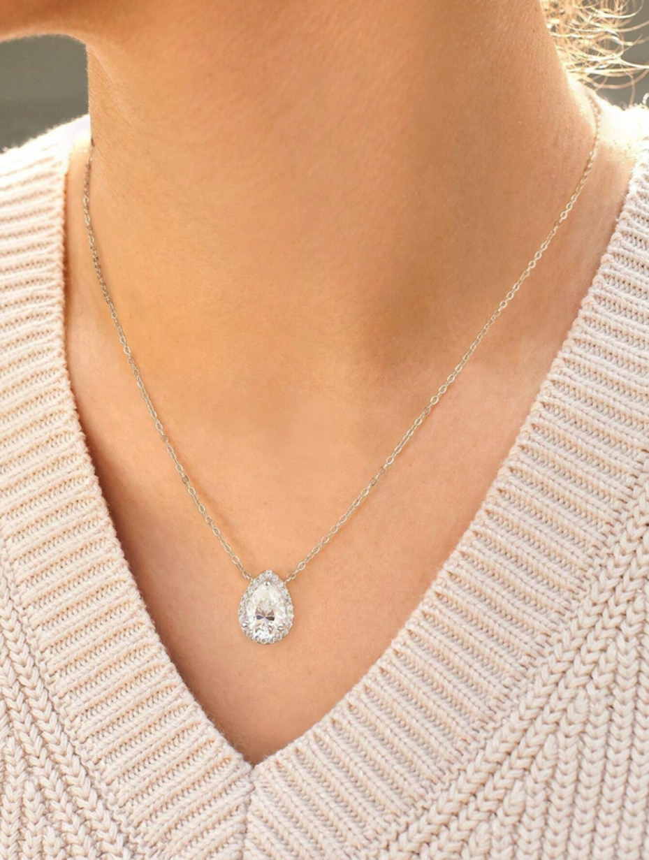 Pear-Shaped Moissanite Necklace | Elegant Sparkle