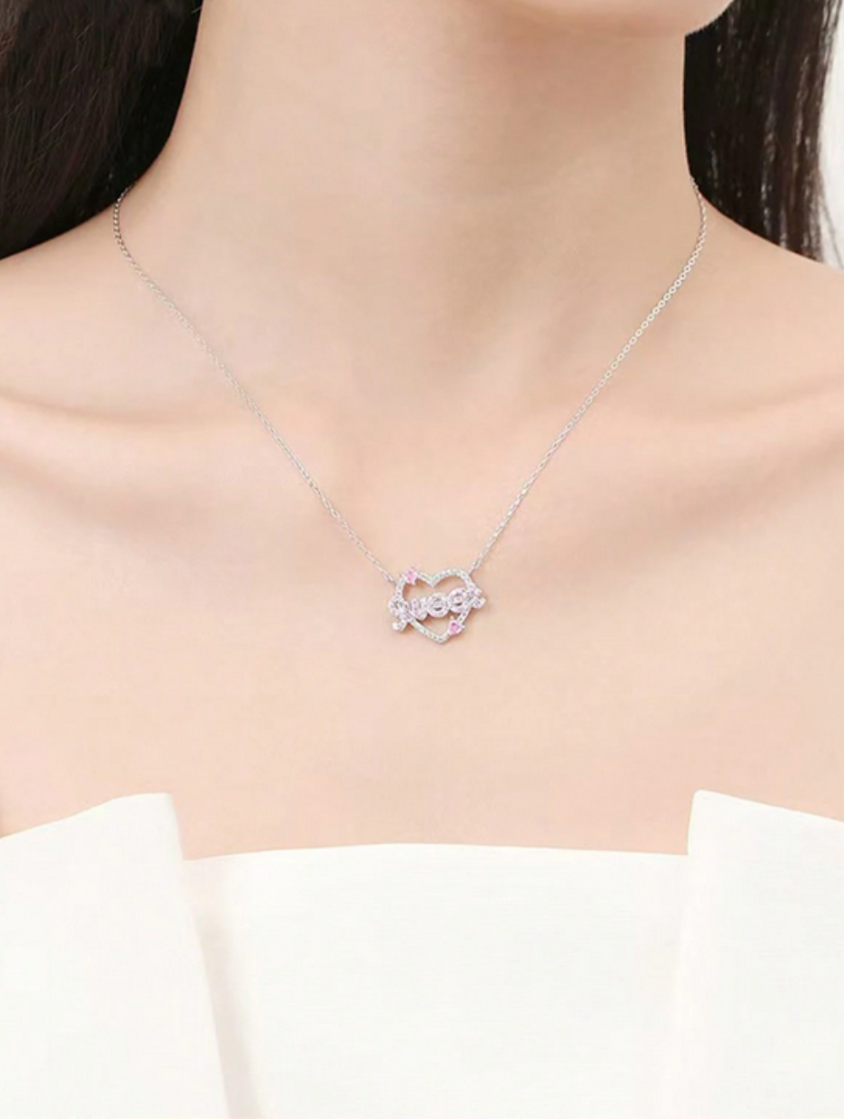 Pink Moissanite Necklace | Elegant Aesthetic