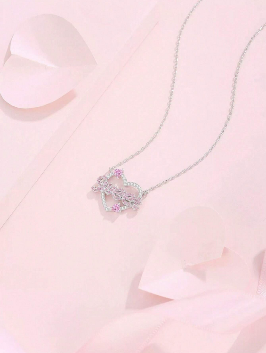 Pink Moissanite Necklace | Elegant Aesthetic