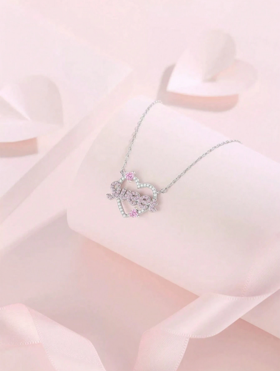 Pink Moissanite Necklace | Elegant Aesthetic