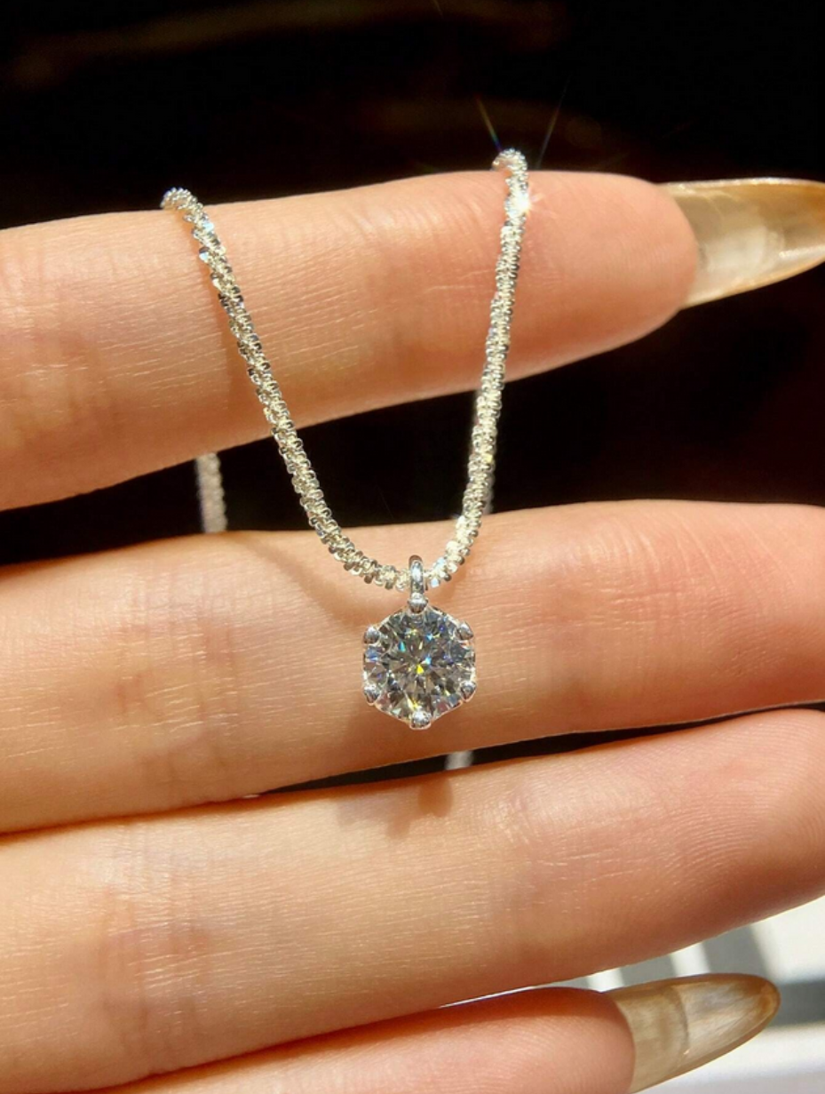 Moissanite Necklace | Heart Pendant Charm