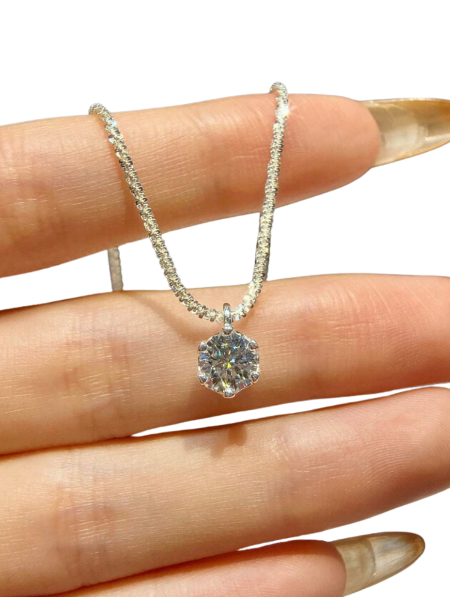 Moissanite Necklace | Heart Pendant Charm