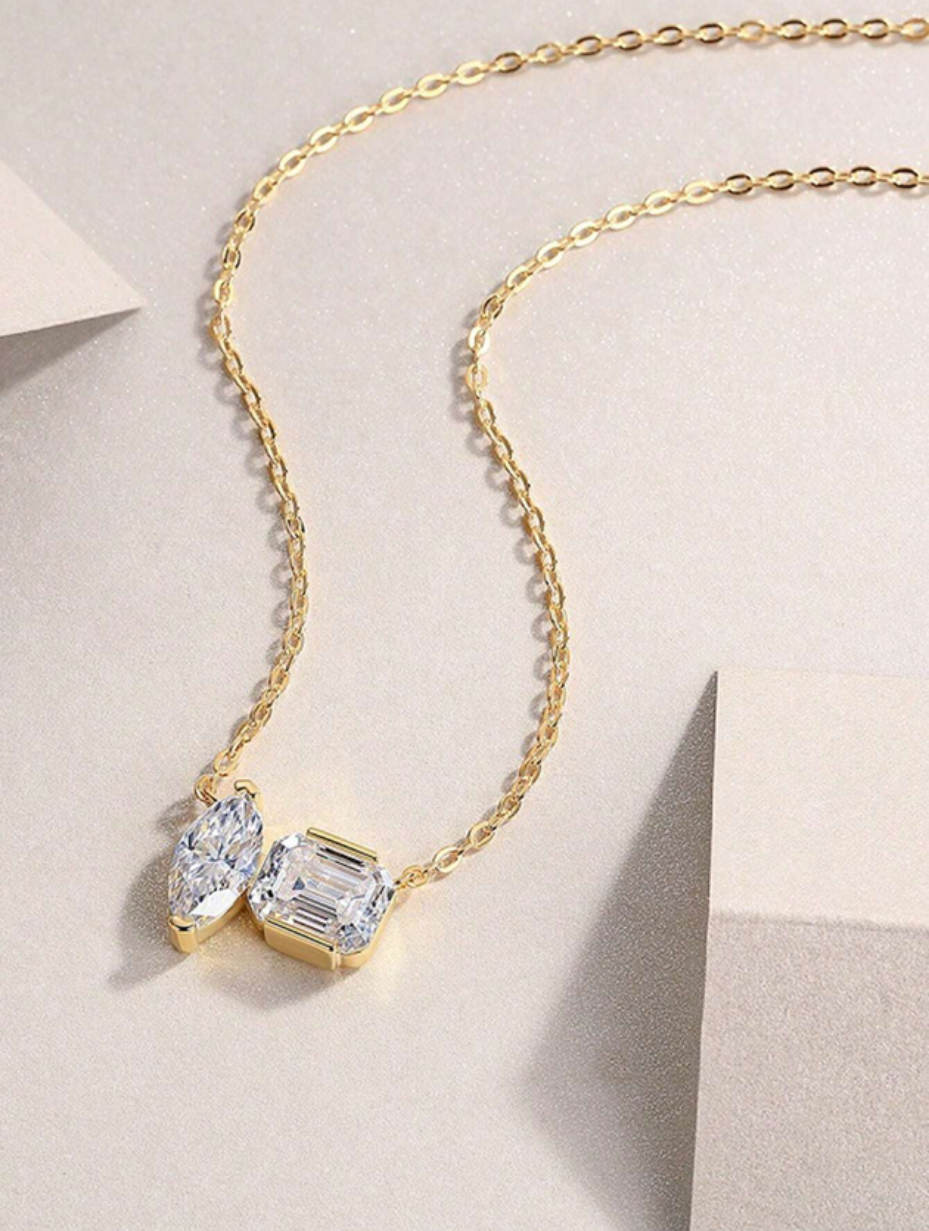 Octagonal Moissanite Necklace | S925 Silver Pendant