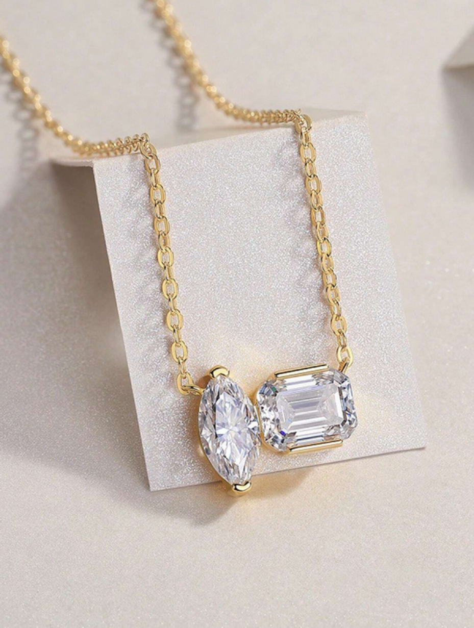 Octagonal Moissanite Necklace | S925 Silver Pendant