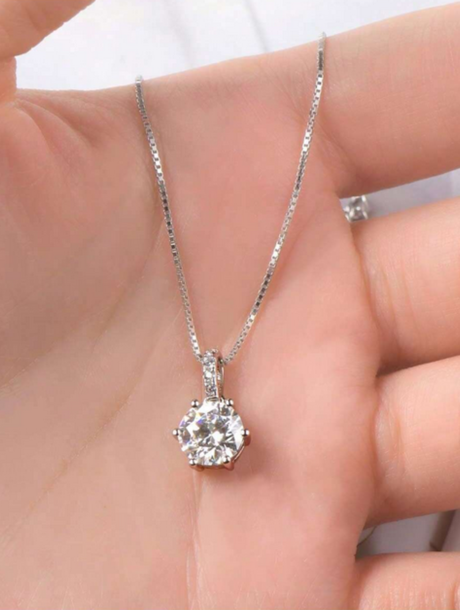 Elegant Moissanite Pendant Necklace | S925 Silver