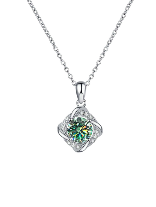 Fashionable Versatile Moissanite Necklace | Blue-Green