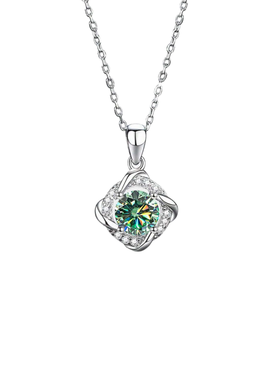 Fashionable Versatile Moissanite Necklace | Blue-Green