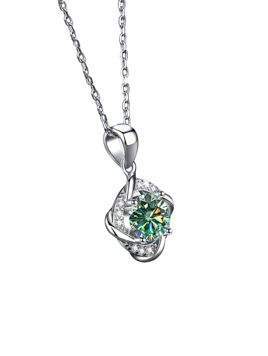 Fashionable Versatile Moissanite Necklace | Blue-Green