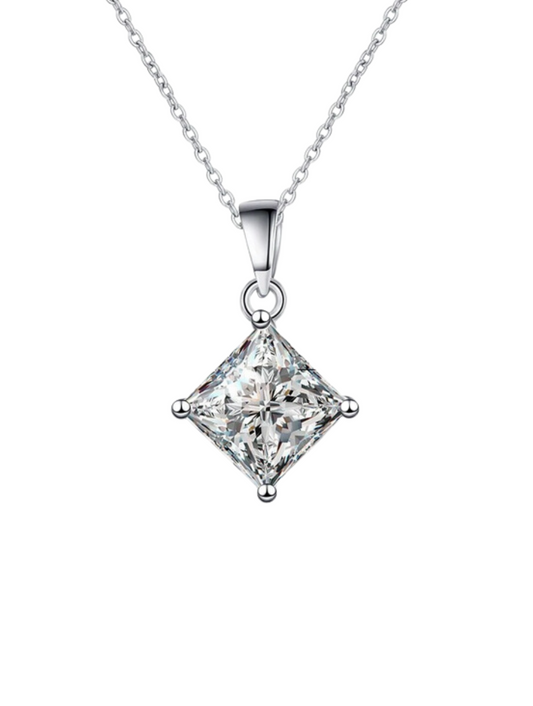 GRA Certified Moissanite Necklace | Princess Cut Diamond